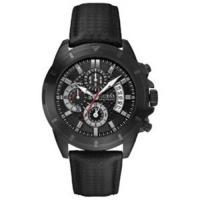 Guess Men's U16528G1 Black Leather Quartz Watch with Black Dial Guess Men's U16528G1 Black Leather Quartz Watch with Black Dial