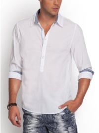 GUESS Jake Popover Shirt in Logan Regular Fit, OPTIC WHITE (SMALL) GUESS Jake Popover Shirt in Logan Regular Fit, OPTIC WHITE (SMALL)