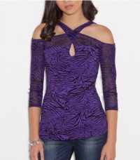 G by GUESS Makara Zebra Halter Top, JET BLACK/ PURPLE CURRENT (MEDIUM) G by GUESS Makara Zebra Halter Top, JET BLACK/ PURPLE CURRENT (MEDIUM)