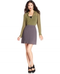 A chic fall staple, this Kensie pleated chiffon skirt will go the mile in style -- pair it with all your fave tops! A chic fall staple, this Kensie pleated chiffon skirt will go the mile in style -- pair it with all your fave tops!