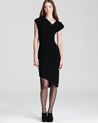 Asymmetric and mesh details lend edgy modernity to a little black dress from Rachel Roy. Asymmetric and mesh details lend edgy modernity to a little black dress from Rachel Roy.