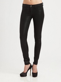 Gleaming, leather-like leggings in a low-rise silhouette. THE FITSkinny fitLow rise, about 7Inseam, about 30THE DETAILSButton closureZip flyFour-pocket style77% cotton/21% polyester/2% spandexMachine washMade in USA of imported fabricModel shown is 5'10 (177cm) wearing US size 4.This style runs true to size. We recommend ordering your usual size for a standard fit. Gleaming, leather-like leggings in a low-rise silhouette. THE FITSkinny fitLow rise, about 7Inseam, about 30THE DETAILSButton closureZip flyFour-pocket style77% cotton/21% polyester/2% spandexMachine washMade in USA of imported fabricModel shown is 5'10 (177cm) wearing US size 4.This style runs true to size. We recommend ordering your usual size for a standard fit.