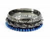 Style&co. Set of 3 Hematite Tone & Blue Beads Mesh Chain Bangle Bracelets
