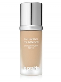 Anti-Aging Foundation a cellular emulsion SPF 15 is a luxurious, fluid foundation that appears natural, yet provides gorgeous coverage on the skin. This innovative skincare foundation is formulated with La Prairie's proprietary Intervention Complex and La Prairie's legendary Cellular Complex for skin that is protected, flawless with a firmer more lifted appearance. Anti-Aging Foundation a cellular emulsion SPF 15 is a luxurious, fluid foundation that appears natural, yet provides gorgeous coverage on the skin. This innovative skincare foundation is formulated with La Prairie's proprietary Intervention Complex and La Prairie's legendary Cellular Complex for skin that is protected, flawless with a firmer more lifted appearance.