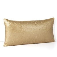 A touch of glimmer brings evening glamor to any bed with this Donna Karan decorative pillow in sequins, silk and a dreamy gold leaf hue.