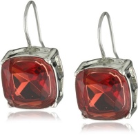 Nine West BLING IT ON Silver-Tone Red Stone Cushion Drop Earrings Nine West BLING IT ON Silver-Tone Red Stone Cushion Drop Earrings