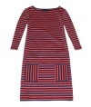 Tommy Hilfiger Women 3/4 Sleeve Ponte Stripe Dress