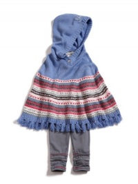 GUESS Kids Girls Poncho Two-Piece Set, BLUE (18M) GUESS Kids Girls Poncho Two-Piece Set, BLUE (18M)