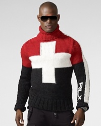 Bold color-blocking lends athletic appeal to a comfortable jersey-knit sweater with an embroidered RLX at the sleeve for an iconic finish. Bold color-blocking lends athletic appeal to a comfortable jersey-knit sweater with an embroidered RLX at the sleeve for an iconic finish.