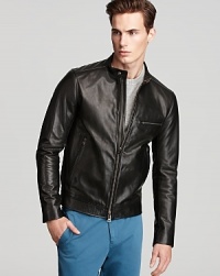 Keep your look dialed in with this smart and edgy leather jacket from Theory, classic and modern at the same time. Keep your look dialed in with this smart and edgy leather jacket from Theory, classic and modern at the same time.