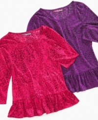 For your fierce fashionista, the animal print and peplum skirt make this Epic Threads top extra cute. For your fierce fashionista, the animal print and peplum skirt make this Epic Threads top extra cute.
