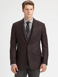 Richly textured wool shapes and defines this modern-fitting sportcoat.Two-button frontNotched LapelChest welt, waist flap pocketsSide ventsWoolDry cleanItaly Richly textured wool shapes and defines this modern-fitting sportcoat.Two-button frontNotched LapelChest welt, waist flap pocketsSide ventsWoolDry cleanItaly