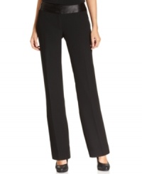 Whether you're wearing them with the coordinating satin-lapel blazer or pairing it with a printed blouse, Calvin Klein's chic satin-waistband pants add an elegant menswear-inspired touch to any outfit. Whether you're wearing them with the coordinating satin-lapel blazer or pairing it with a printed blouse, Calvin Klein's chic satin-waistband pants add an elegant menswear-inspired touch to any outfit.