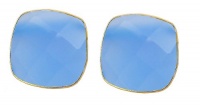Blue Chalcedony Square 18k Gold Vermeil Stud Earrings Blue Chalcedony Square 18k Gold Vermeil Stud Earrings