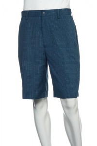 Izod Golf Men's Blue Plaid Flat Front Walking Shorts Izod Golf Men's Blue Plaid Flat Front Walking Shorts