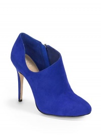 THE LOOKCurvy suede upperSide zipperPadded insolePatent leather pipingSelf-covered heel, 4 (100mm)THE MATERIALSuede upperLeather lining and soleORIGINImportedThis item was originally available for purchase at Saks Fifth Avenue OFF 5TH stores. THE LOOKCurvy suede upperSide zipperPadded insolePatent leather pipingSelf-covered heel, 4 (100mm)THE MATERIALSuede upperLeather lining and soleORIGINImportedThis item was originally available for purchase at Saks Fifth Avenue OFF 5TH stores.