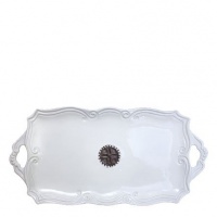Incanto White Baroque Rectangular Handled Platter with Emblem