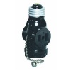 Leviton 1406 660 Watt, 125 Volt, Two Outlet With Pull Chain Socket Adapter, Black