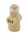 Leviton 1403-I 660 Watt, 125 Volt, Two Outlet Socket Adapter, Ivory