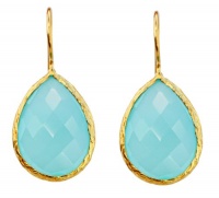 18KT Gold Vermeil Large Natural Aqua Blue Chalcedony Teardrop Earrings 925 Sterling Silver Bezel Set Gemstone Drops, Kyle Richards