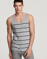 An exceptionally soft tank with an intriguing striped design for laid-back days in the sun. An exceptionally soft tank with an intriguing striped design for laid-back days in the sun.