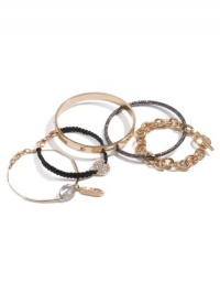 GUESS Gold-Tone and Black Arm Party Bracelet S, GOLD GUESS Gold-Tone and Black Arm Party Bracelet S, GOLD