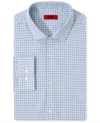 Bring your 9-to-5 look full circle with this slim-fit checkered dress shirt from Hugo Boss. Bring your 9-to-5 look full circle with this slim-fit checkered dress shirt from Hugo Boss.