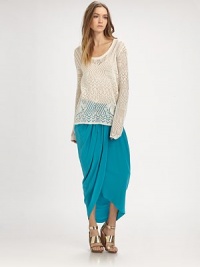 This semi-sheer pointelle knit layers perfectly over any ensemble.ScoopneckLong sleevesRibbed trimPullover styleAbout 27 from shoulder to hemRayonLinenImportedModel shown is 5'9½ (176cm) wearing US size Small. This semi-sheer pointelle knit layers perfectly over any ensemble.ScoopneckLong sleevesRibbed trimPullover styleAbout 27 from shoulder to hemRayonLinenImportedModel shown is 5'9½ (176cm) wearing US size Small.
