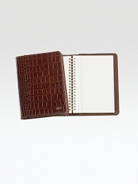 Keep every list and note in one convenient place with this handmade notebook, individually covered in croco-textured leather. A notepad of gold-gilded premium paper is included. Includes 144 perforated, lined pages Leather 5½W X 7½H Made in USA FOR PERSONALIZATIONSelect a color and quantity, then scroll down and click on PERSONALIZE & ADD TO BAG to choose and preview your monogramming options. Please allow 1 week for delivery. Keep every list and note in one convenient place with this handmade notebook, individually covered in croco-textured leather. A notepad of gold-gilded premium paper is included. Includes 144 perforated, lined pages Leather 5½W X 7½H Made in USA FOR PERSONALIZATIONSelect a color and quantity, then scroll down and click on PERSONALIZE & ADD TO BAG to choose and preview your monogramming options. Please allow 1 week for delivery.