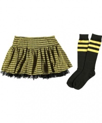 Beautees Houndstooth Wild Scooter Skirt with Socks (Sizes 7 - 16) - gold/black, 12 - 14 Beautees Houndstooth Wild Scooter Skirt with Socks (Sizes 7 - 16) - gold/black, 12 - 14