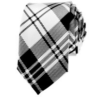 TopTie Unisex New Fashion Black and White Plaid Skinny 2 inch Necktie TopTie Unisex New Fashion Black and White Plaid Skinny 2 inch Necktie