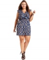 Ruffle up your lineup this season with Soprano's sleeveless plus size dress, featuring a graphic print!