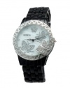 Geneva Black Enamel with Mother-of-pearl Butterfly Watch