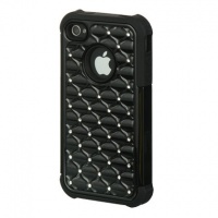 LUXMO BLACK RUBBER HYBRID DIAMOND STUDDED RHINESTONE BLING CASE FOR iPHONE 4S 4 LUXMO BLACK RUBBER HYBRID DIAMOND STUDDED RHINESTONE BLING CASE FOR iPHONE 4S 4