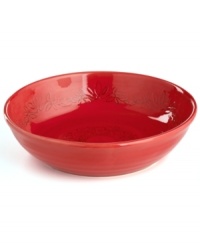 Homegrown style. An organic shape and engraved florals give the Espana Antica serving bowl a handcrafted feel that suits country settings. With a glossy red finish. From the Tabletops Unlimited dinnerware collection. Homegrown style. An organic shape and engraved florals give the Espana Antica serving bowl a handcrafted feel that suits country settings. With a glossy red finish. From the Tabletops Unlimited dinnerware collection.