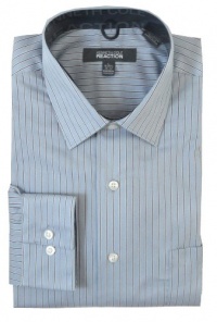 Kenneth Cole Reaction Mens Regular Fit Dress Shirt, Grey Stripe Kenneth Cole Reaction Mens Regular Fit Dress Shirt, Grey Stripe