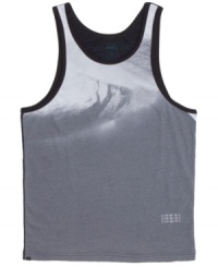 Fade in, fade out. This graphic tank from O'Neill is a stylish enigma. Fade in, fade out. This graphic tank from O'Neill is a stylish enigma.