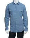 American Rag Men's Light Blue Vertical Striped Button Down Shirt