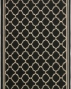 Area Rug 6x9 Rectangle Transitional Black - Beige Color - Safavieh Courtyard Rug from RugPal
