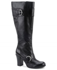 Step in style with this truly polished pair. Born's Alika boots feature buckle detail and a significant heel. Step in style with this truly polished pair. Born's Alika boots feature buckle detail and a significant heel.