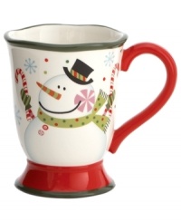 A treat in itself. The whimsical Sweet Twist mug from Oneida features a snowman swirling with festive holiday color and clutching sugary treats. A treat in itself. The whimsical Sweet Twist mug from Oneida features a snowman swirling with festive holiday color and clutching sugary treats.
