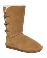 BEARPAW puts a charming spin on toasty cold weather boots. Soft suede Jade boots feature a toggle closure reminiscent of classic peacoats. BEARPAW puts a charming spin on toasty cold weather boots. Soft suede Jade boots feature a toggle closure reminiscent of classic peacoats.