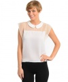 G2 Fashion Square Women's Peterpan Mesh Chiffon Top