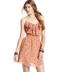 Tiers of ruffles add feminine flourish to this floral-print day dress from American Rag! (Clearance) Tiers of ruffles add feminine flourish to this floral-print day dress from American Rag! (Clearance)