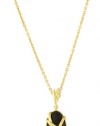 T Tahari Bamboo Gold Necklace with Black Oval Pendant Necklace