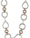 T Tahari Silver and Rose Gold Link Necklace