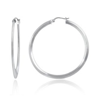 Sterling Silver Knife-Edge Hoop Earrings (1.6 Diameter) Sterling Silver Knife-Edge Hoop Earrings (1.6 Diameter)