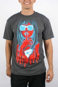 Famous Stars and Straps - Drippy Lady Mens T-Shirt in Charcoal Heather/Red/Blue Famous Stars and Straps - Drippy Lady Mens T-Shirt in Charcoal Heather/Red/Blue