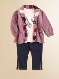 An everyday essential, these adorably girly jeans feature bows and zippers, in a slim-fitting silhouette.Front button closureElastic waistband with belt loopsZip flyFront slash pocketsBack patch pocketsZippered hem98% cotton/2% spandexMachine washImported An everyday essential, these adorably girly jeans feature bows and zippers, in a slim-fitting silhouette.Front button closureElastic waistband with belt loopsZip flyFront slash pocketsBack patch pocketsZippered hem98% cotton/2% spandexMachine washImported