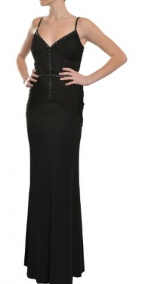 Laundry Women's Ruched Beaded Long Eve Gown 12 Black Laundry Women's Ruched Beaded Long Eve Gown 12 Black